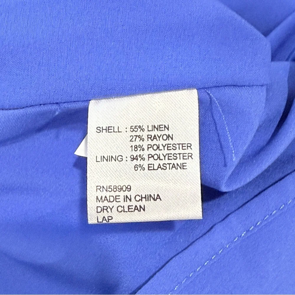 Muse by Marchesa SZ 12 Hydrangea A-Line Sleeveless Linen Blend Dress Agean Blue - Picture 13 of 16
